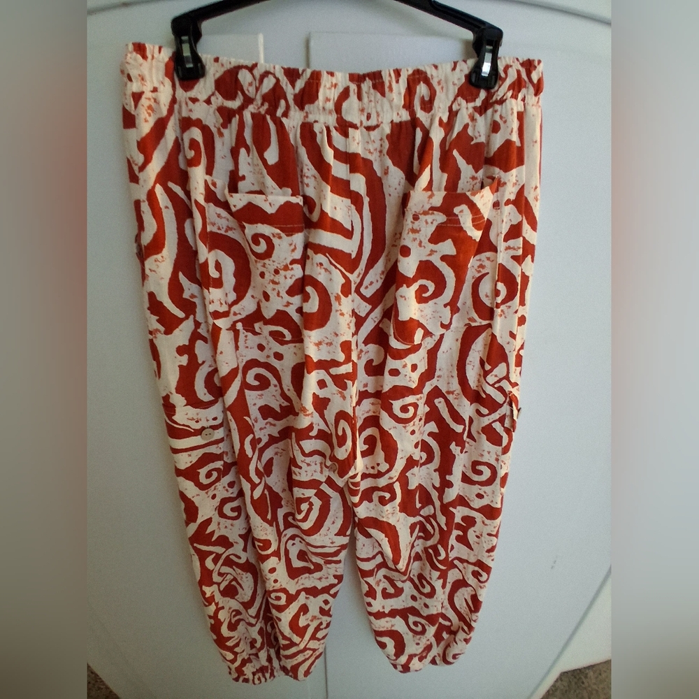 Haute Hippie Orange and Cream Patterned Pants